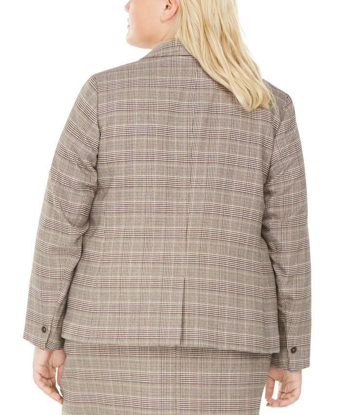 Bar III Plus Size Plaid Notch Collar Blazer main image 0