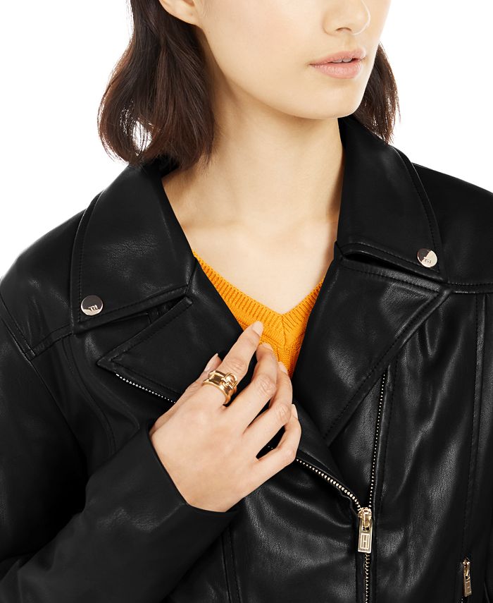 Tommy Hilfiger Faux-Leather Moto Jacket, Created for Macy's & Reviews ...