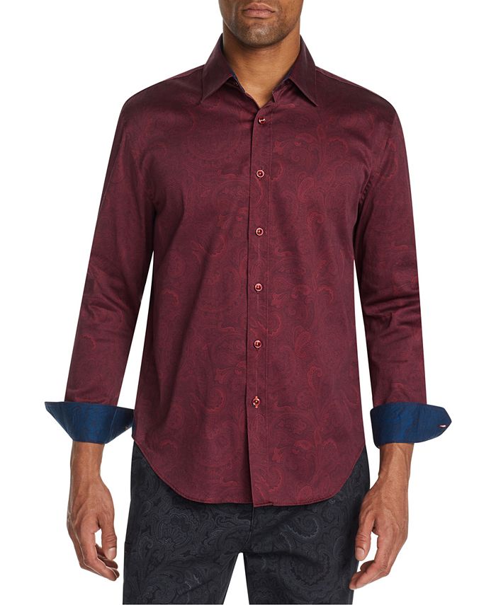 Tallia Men's SlimFit Stretch Paisley Long Sleeve Shirt Macy's