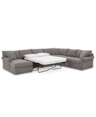 Furniture - Wedport 5-Pc. Fabric Modular Chaise Sleeper Sectional Sofa with Wedge Corner Piece