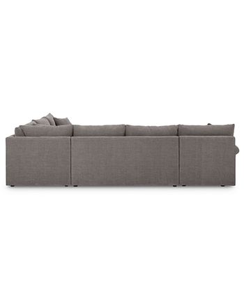 Furniture - Wedport 5-Pc. Fabric "L" Shape Modular Sleeper Sectional Sofa with Square Corner Piece