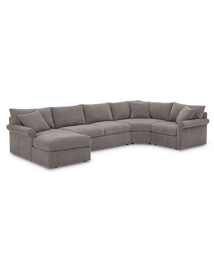 Furniture Wedport 4 Pc Fabric Modular, Corner Sectional Sleeper Sofa