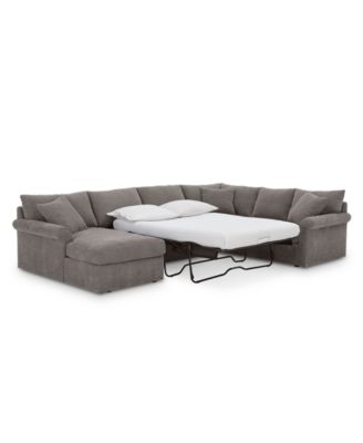 CLOSEOUT! Wedport 3-Pc. Fabric Sectional with Sleeper and Chaise, Created for Macy's