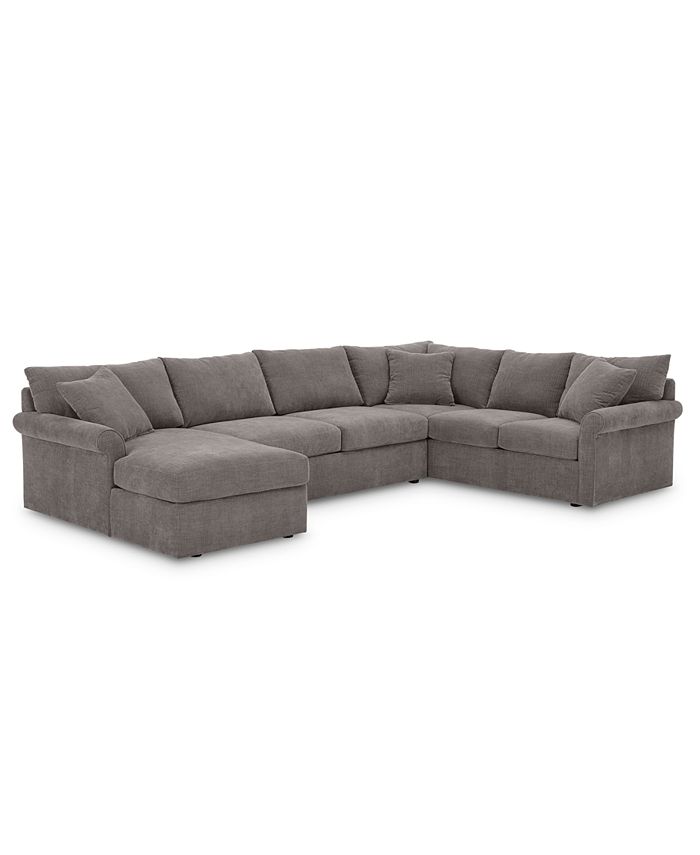 Furniture CLOSEOUT! Wedport 3Pc. Fabric Sectional with Sleeper and