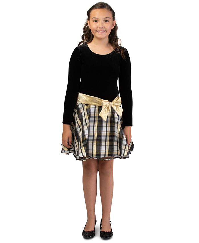 Bonnie jean shop metallic plaid dress