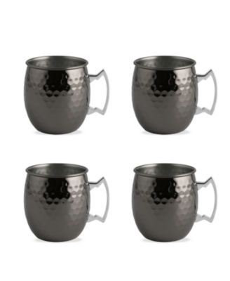 Cambridge - Faceted Metallic Black Moscow Mule Mugs, Set of 4