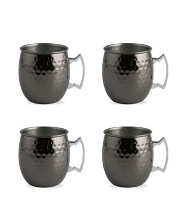 Thirstystone - Faceted Metallic Black Moscow Mule Mugs, Set of 4