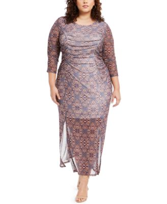 NY Collection - Plus Size Printed Double-Slit Maxi Dress