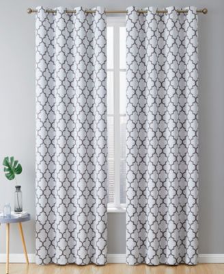  Lattice Print Blackout Curtains, Weather Insulated Sun Blocking Window Drapes for Living Room, Set of 2.
