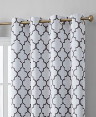 Lattice Print Drape Blackout Curtains Pattern - Weather Insulated Curtains, Sun Blocking Window Treatment Draperies for Living Room - Set of 2