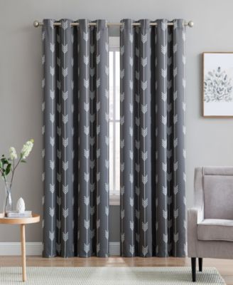 HLC.ME Arrow Printed Privacy Blackout Energy Efficient Room Darkening Thermal Grommet Window Curtain Drape Panels for Bedroom - Set of 2