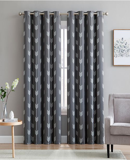 Hlc Me Obscura Brisbane Print Blackout Grommet Curtain Panels