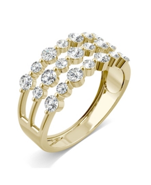 image of Moissanite Three Row Fashion Band 9/10 ct. t.w. Diamond Equivalent in 14k Yellow Gold