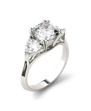 image of Moissanite Three Stone Ring 3 ct. t.w. Diamond Equivalent in 14k White Gold