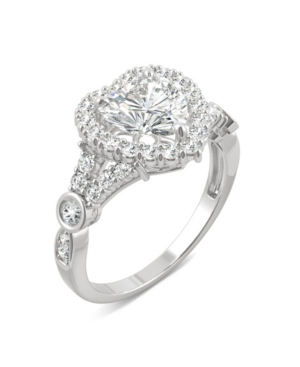 image of Moissanite Heart Halo Ring 1-3/4 ct. t.w. Diamond Equivalent in 14k White Gold