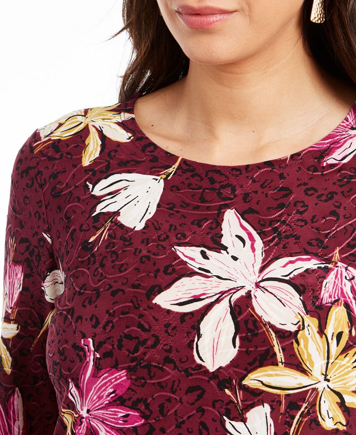 JM Collection Petite Printed Jacquard Top, Created for Macys & Reviews ...