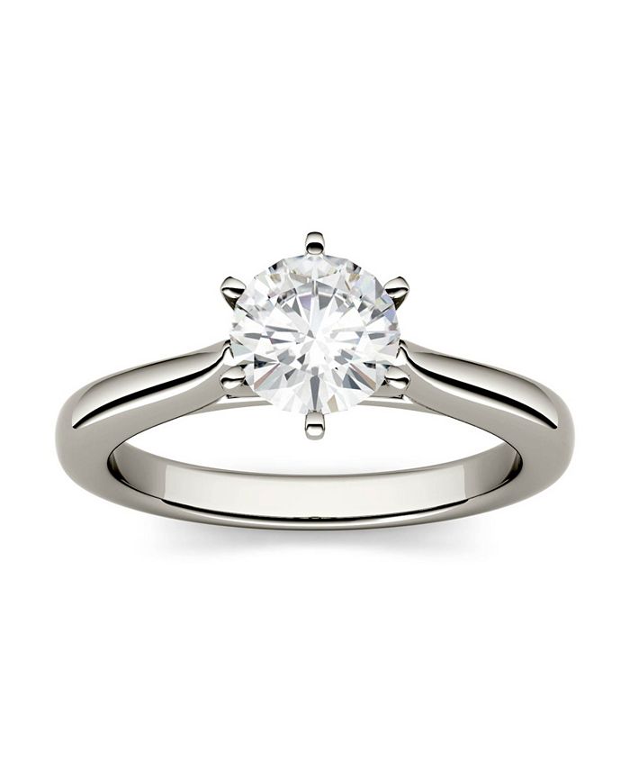 Charles & Colvard - Moissanite Solitaire Engagement Ring 1/2 ct. t.w. Diamond Equivalent in 14k White Gold