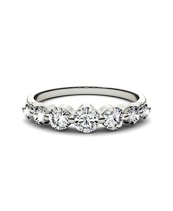 Charles & Colvard - Moissanite Graduated Seven Stone Band 7/8 ct. t.w. Diamond Equivalent in 14k White, Yellow, or Rose Gold