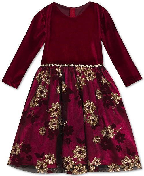 Rare Editions Little Girls Glitter Print Velvet Dress Reviews All