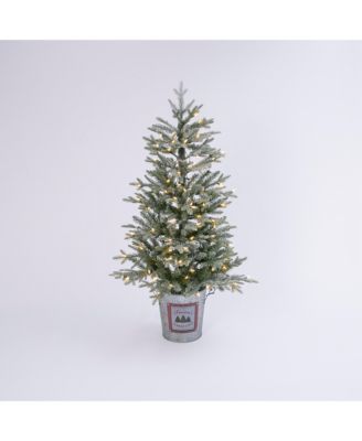 Gerson & Gerson - 4-Foot High Electric Lightly Flocked Half Tree in Half Bucket