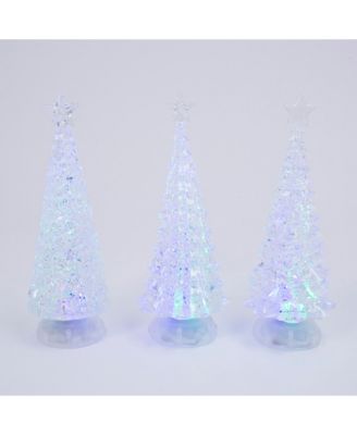 Gerson & Gerson - Assorted Set of 3 Battery-Operated Spinning Water Globes Tree with Timer Feature