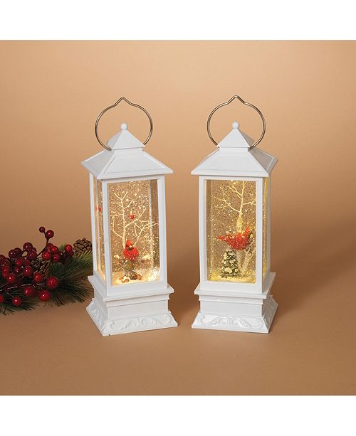 Gerson Gerson Elegant Lighted White Snow Globe Lanterns With