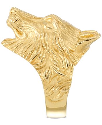 LEGACY for MEN by Simone I. Smith - Men's Wolf Ring in Yellow Ion-Plated Stainless Steel