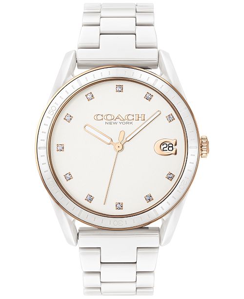 Coach Women S Preston White Ceramic Bracelet Watch 36mm Reviews Watches Jewelry Watches Macy S