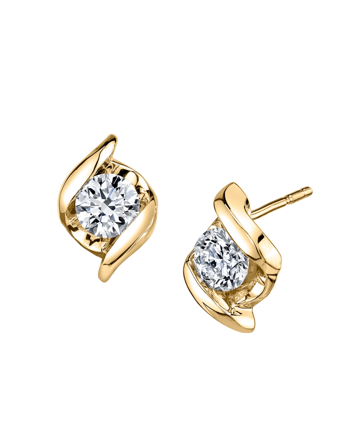Diamond (1/5 ct. t.w.) Twist Earrings in 14k Yellow Gold - Yellow Gold
