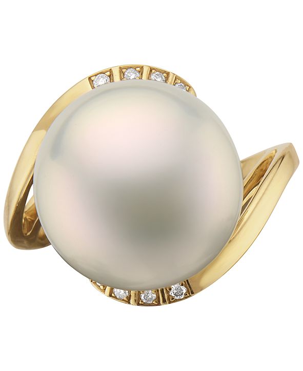 EFFY Collection EFFY® Cultured Freshwater Pearl (14-1/2mm) & Diamond ...
