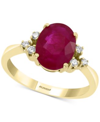EFFY Collection - Certified Ruby (3-1/2 ct. t.w.) & Diamond (1/10 ct. t.w.) Ring in 14k Gold
