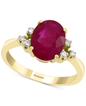 image of Effy Certified Ruby (3-1/2 ct. t.w.) & Diamond (1/10 ct. t.w.) Ring in 14k Gold