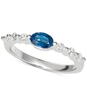 image of Sapphire (5/8 ct. t.w.) & Diamond (1/5 ct. t.w.) Ring in 14K White Gold