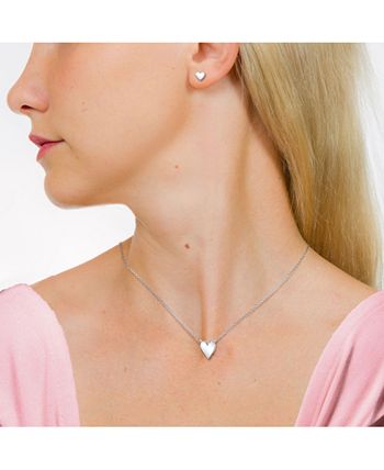 Unwritten - 2-Pc. Set Heart Pendant Necklace & Matching Stud Earrings in Fine Silver-Plate
