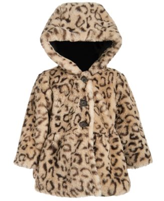 First Impressions Toddler Girls Leopard-Print Faux Fur Hooded Coat ...
