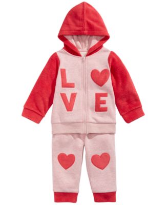 First Impressions - Baby Girls 2-Pc. Love Hoodie & Pants Set