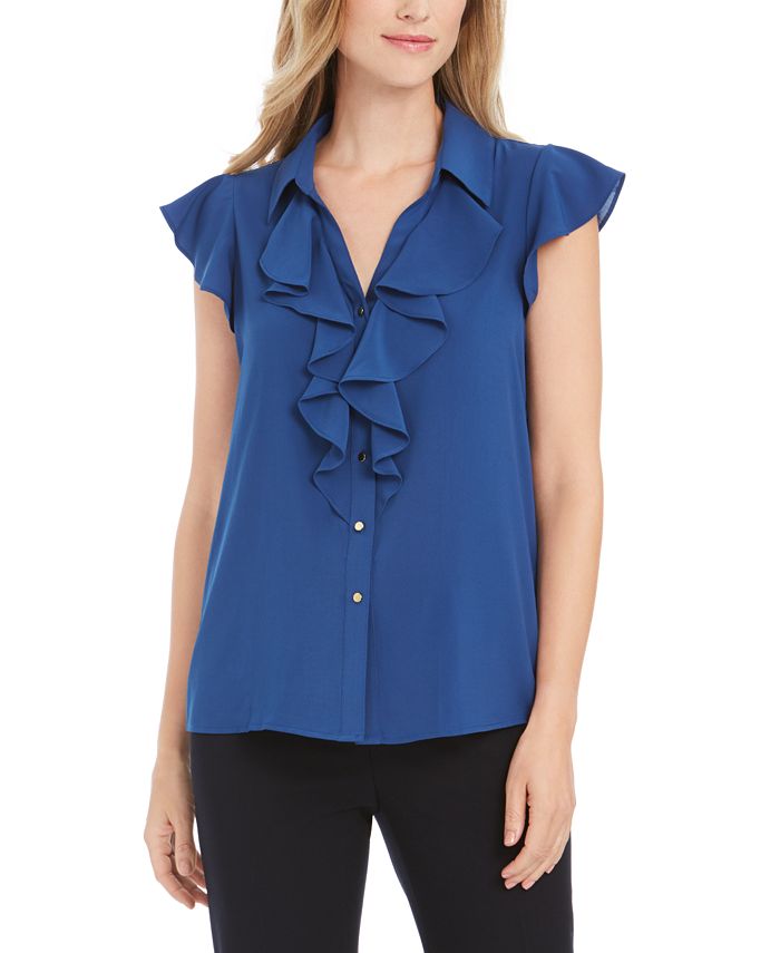 Calvin Klein Ruffled Button-Front Top - Macy's