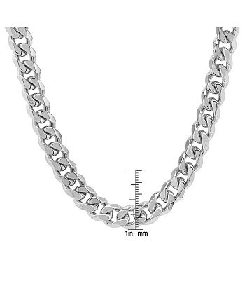 STEELTIME - Men's Stainless Steel Thick Accented Cuban Link Style Chain from