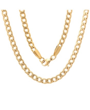 Steeltime Men's 18k Gold Plated Stainless Steel 24" Figaro Style Chain Necklaces
