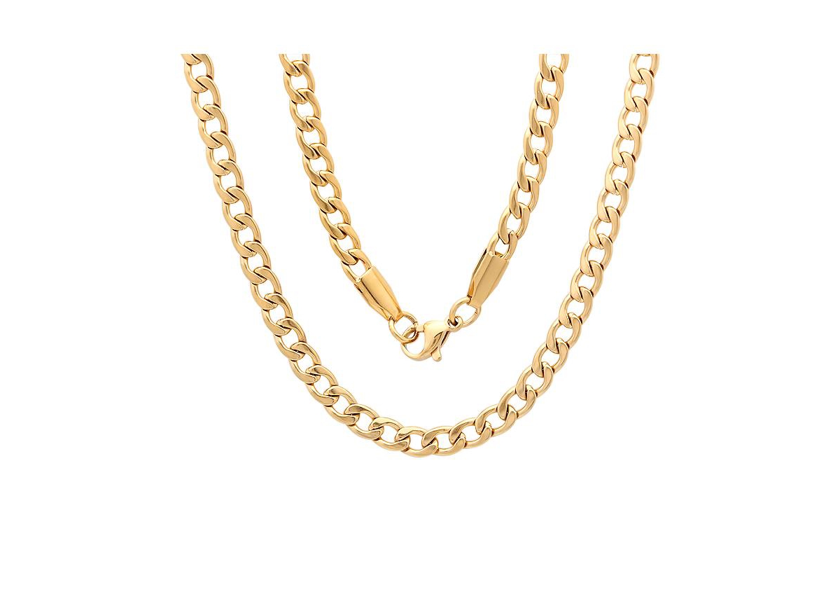 Men's 18k gold Plated Stainless Steel 24" Figaro Style Chain Necklaces - Gold
