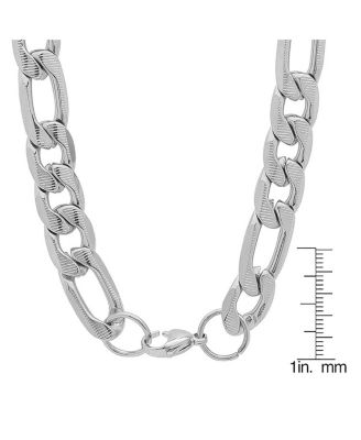Men's Stainless Steel Accented 10mm Figaro Chain Link 24" Necklaces