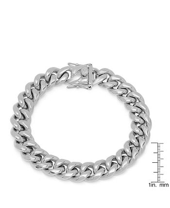 STEELTIME - Men's Stainless Steel Miami Cuban Chain Link Style Bracelet with 12mm Box Clasp from