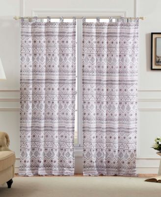 Greenland Home Fashions Barefoot Bungalow Denmark Simple Geometric Motifs Window Panel and Tie