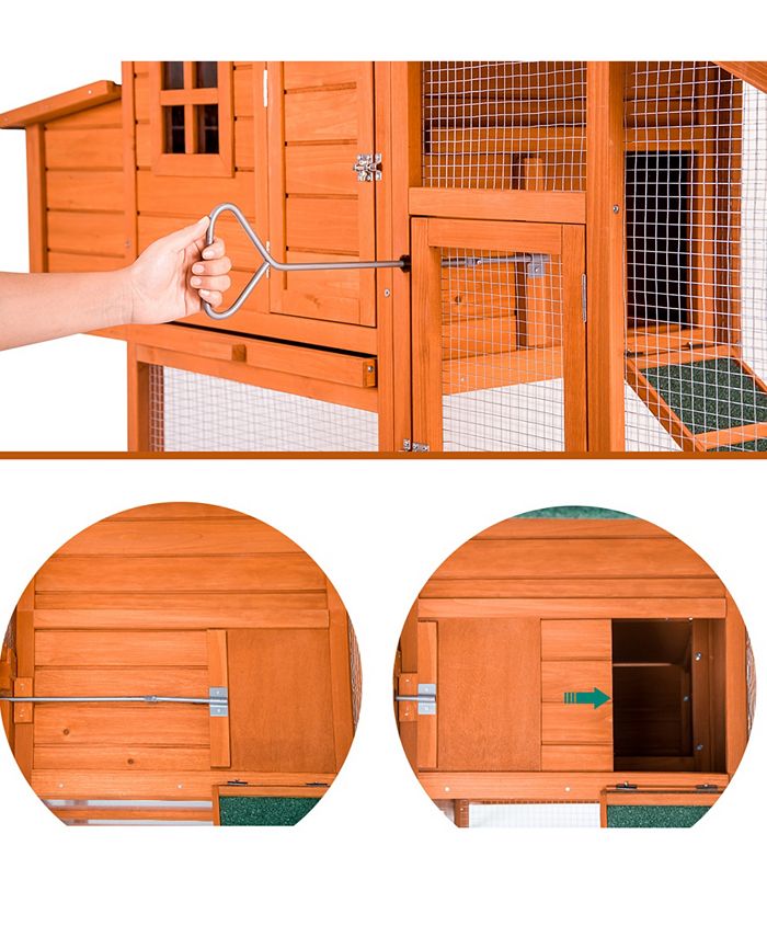 PurLove Pet Rabbit Hutch Wooden House Chicken Coop for Small Animals
