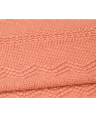 Battilo Home Woven Raised Zigzag, Chain Patterns and Tasseled End Throw, 50" X 60"