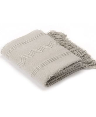 Battilo Home Woven Raised Zigzag, Chain Patterns and Tasseled End Throw, 50" X 60"