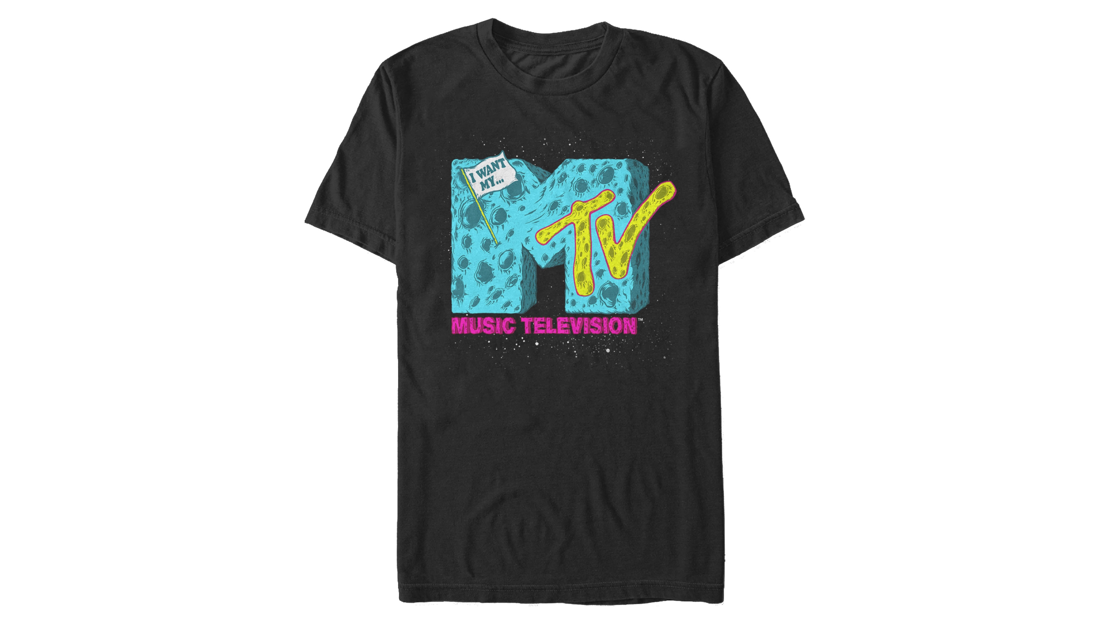 Mtv Men's Galaxy Moon Logo Short Sleeve T-Shirt