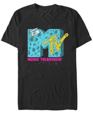Mtv Men's Galaxy Moon Logo Short Sleeve T-shirt In Black