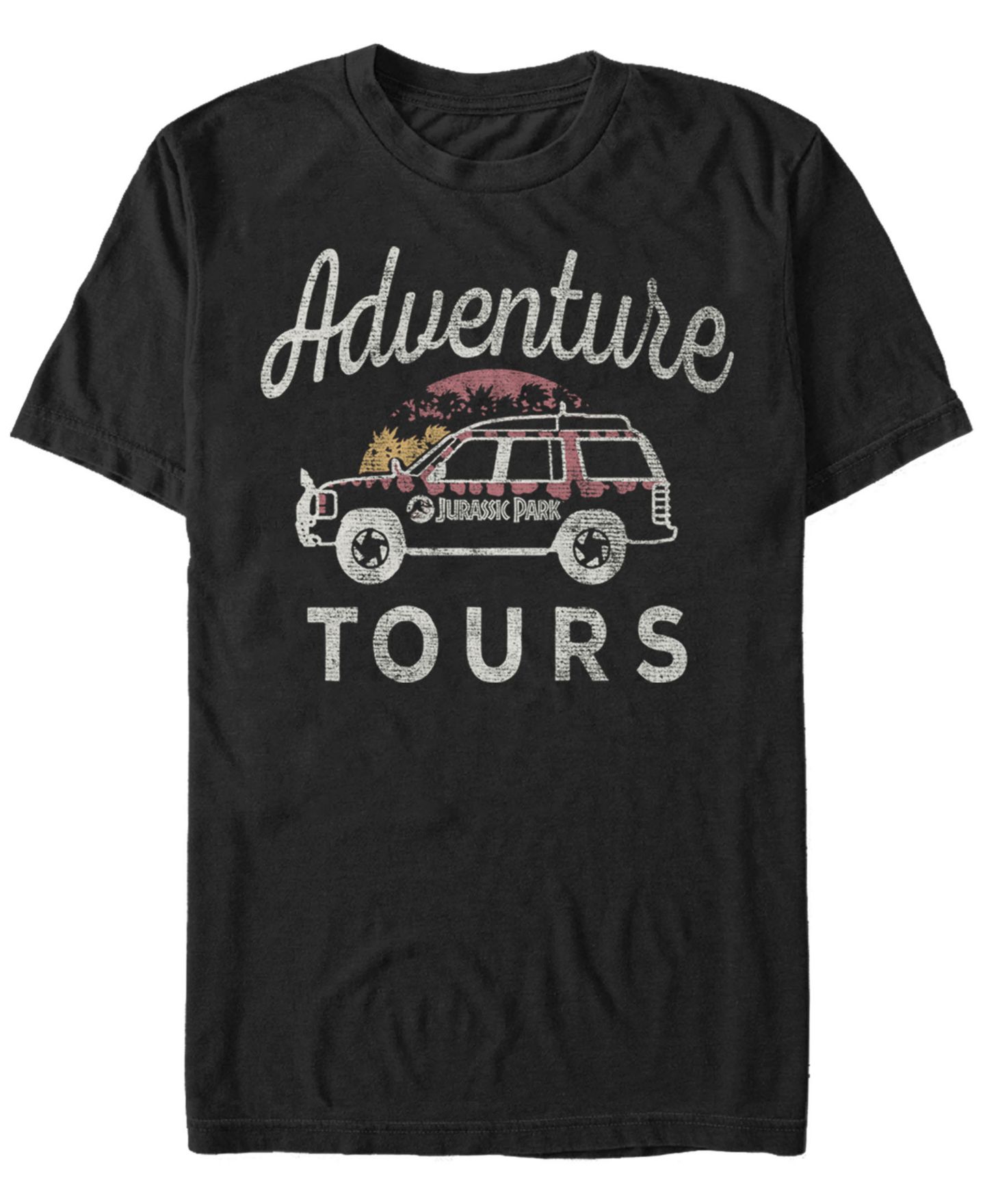 Мужская футболка Fifth Sun Jurassic Park Distressed Vintage-Like Adventure Tours Short Sleeve, цвет: Чёрный — фото 1