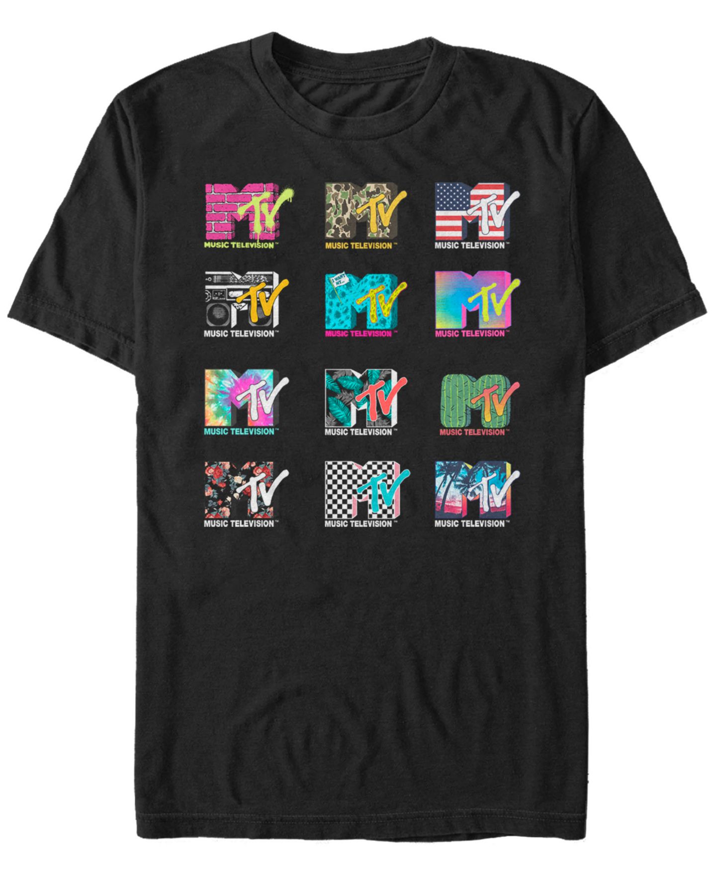 Мужская футболка Fifth Sun MTV Multi Logo Collage Short Sleeve, цвет: Чёрный — фото 1